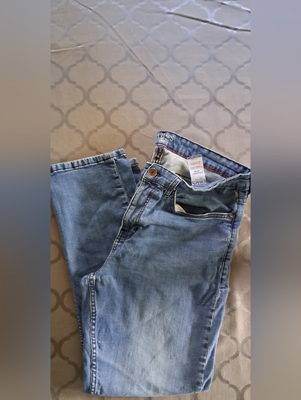Chaps Men's Straight Fit Blue Jeans 36x30 Classic Stretch Denim